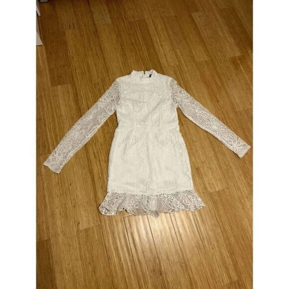 Pretty little thing sz 10 bodycon white crochet lace girlhoodcore romantic Fairy